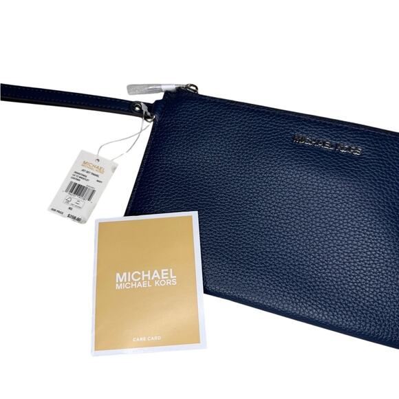 Michael Kors Jet Set Convertible Travel Leather Wristlet Bag Navy NWT - Picture 3 of 8